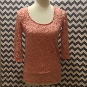 Peach lace top size medium